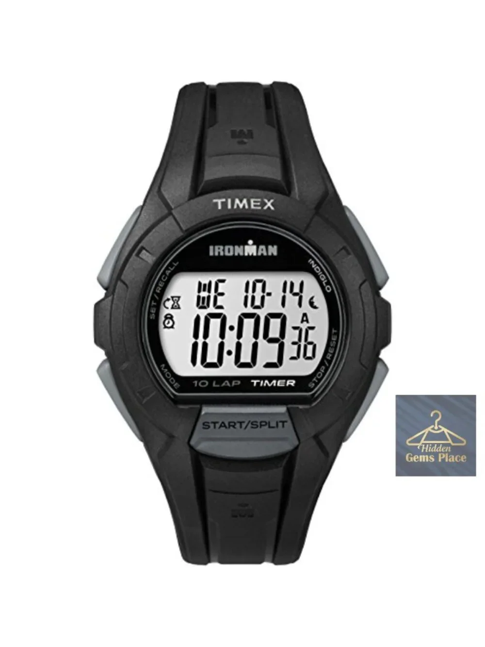 Men's Digital Quartz Watch 42mm Resin Case, 100-Hour Chronograph, Indiglo,